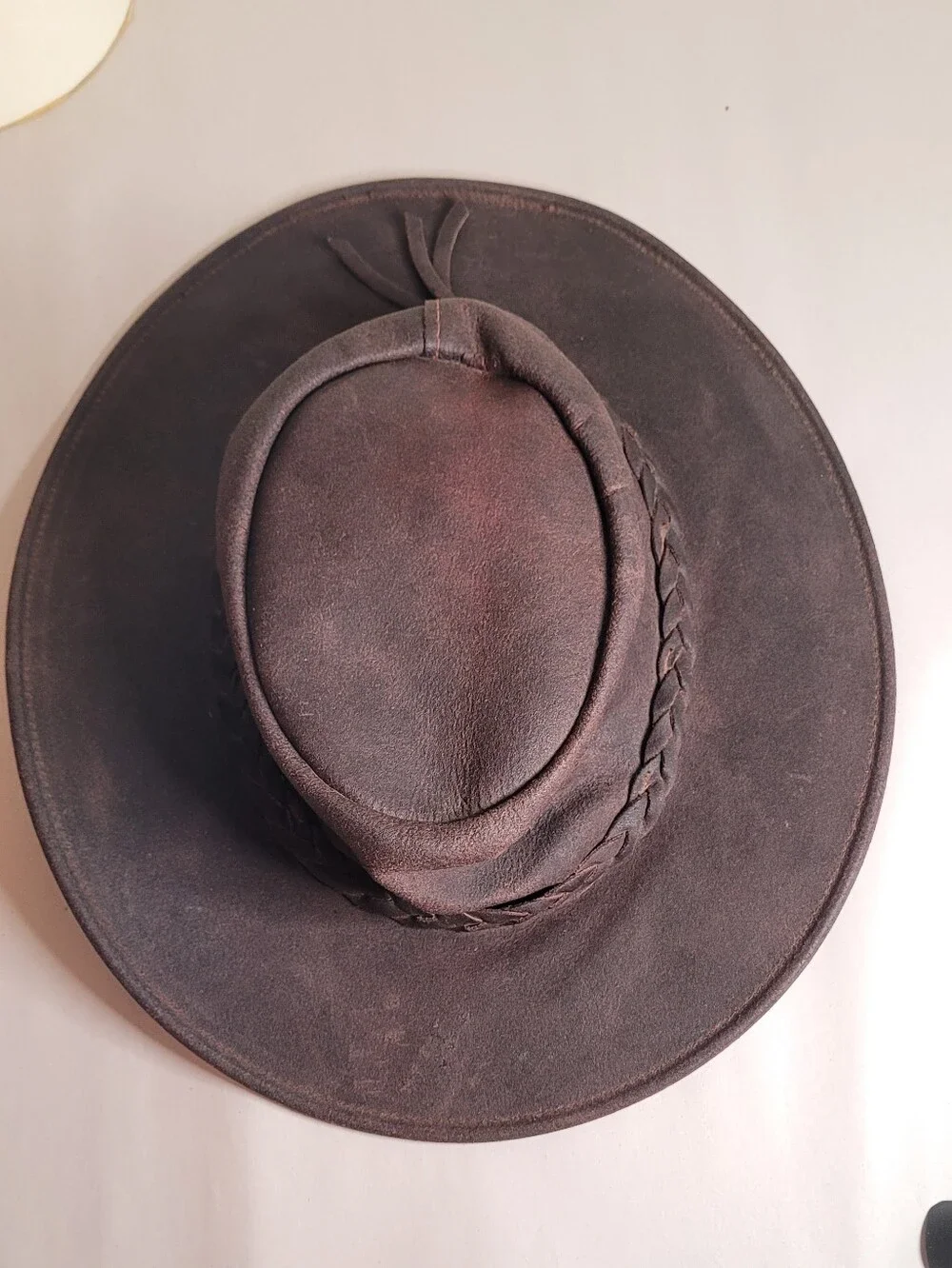 Minnetonka Brown Leather Fold Up Hat